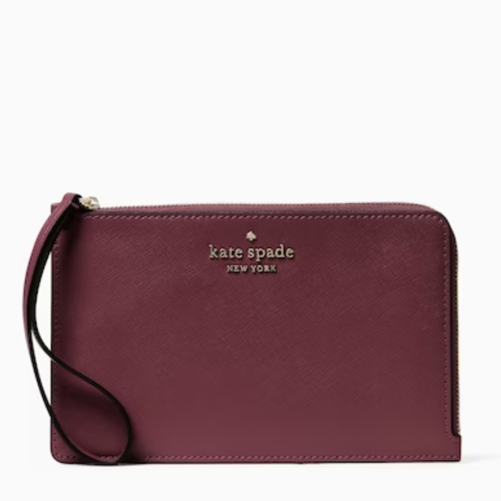 NWT ♠️ Kate Spade ♠️ Deep Berry Staci Medium L Zip Wristlet